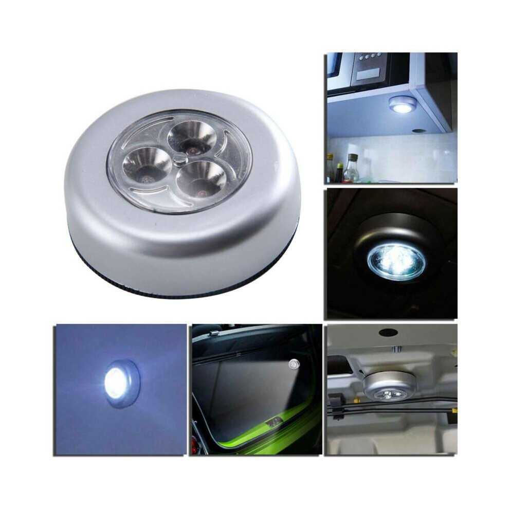 10pcs 3 LED Touch push on/off Lights self-stick battery operated lamp