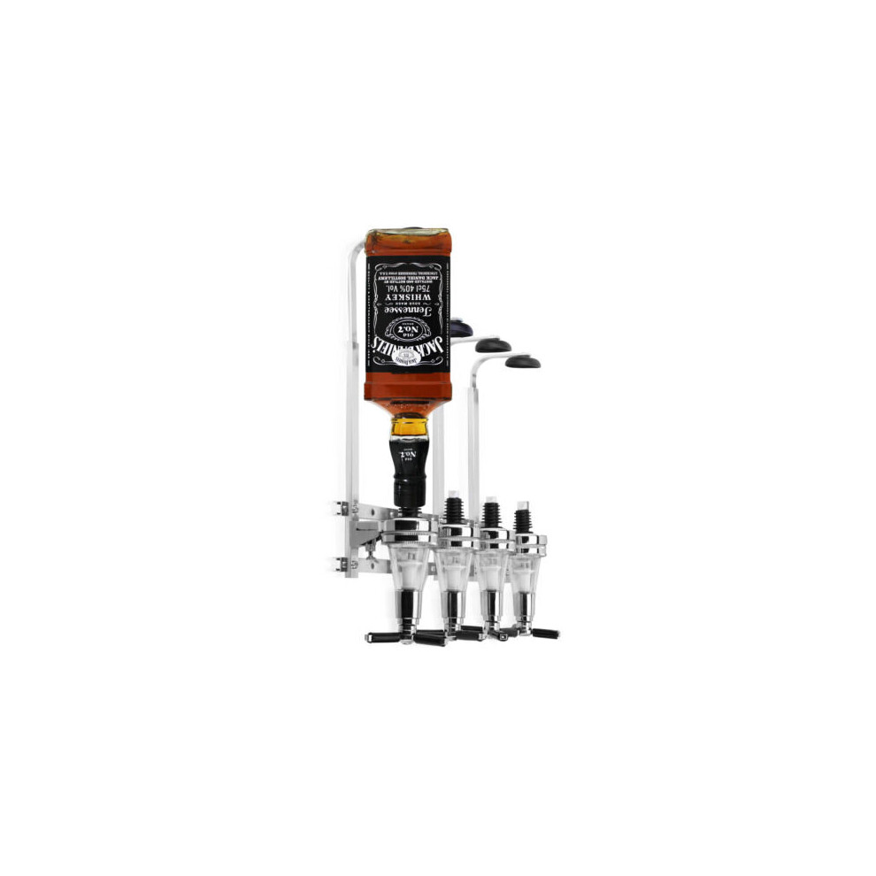 4 Bottle Stand Wall Mounted Dispenser Drinks Wine Steel Bar Optics