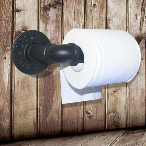 Industrial Rustic Toilet Paper Roll Holder Iron Wall Mounted Pipe 1