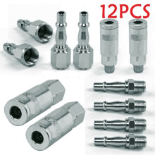 12X Air Line Hose Compressor Fitting Connectors Quick Release Set 1/4