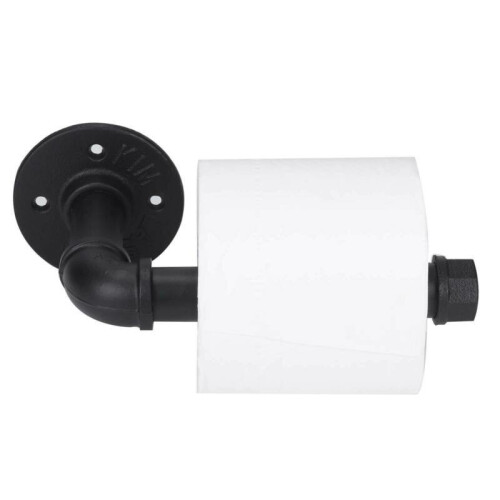 Industrial Rustic Toilet Paper Roll Holder Iron Wall Mounted Pipe 2