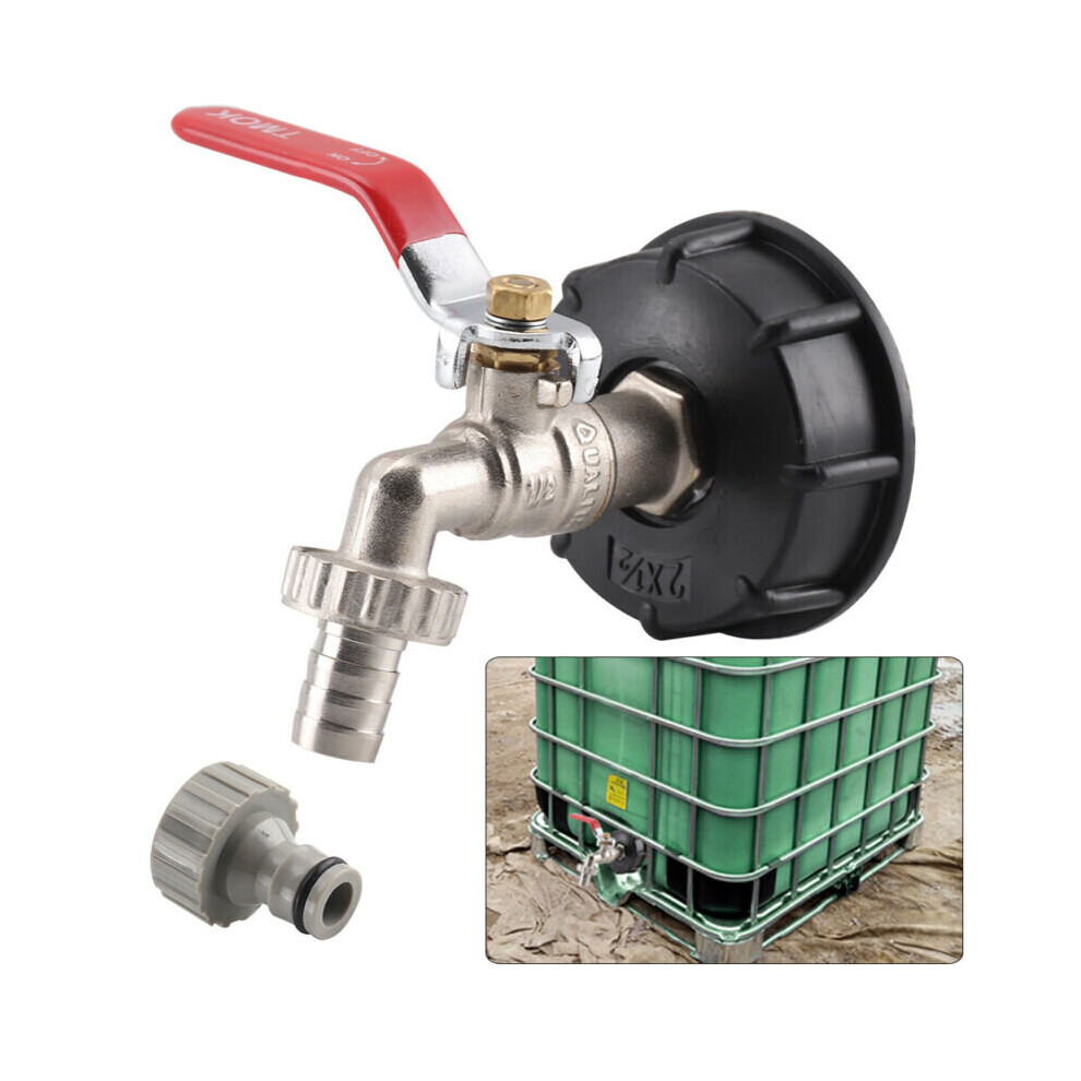 IBC Tank Cap with Tap & 1/2" Snap On Connector Water Butt Hose Pipe