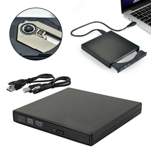External DVD CD RW Disc Burner Drive Reader Windows Mac Laptop PC 1