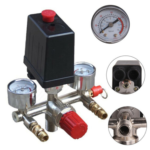 230V Pressure Switch Air Valve Manifold Compressor Regulator Gauges 1