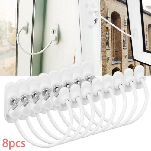 8Pc Window Door Restrictor Security Cable Key Lock Child Baby Safety 1