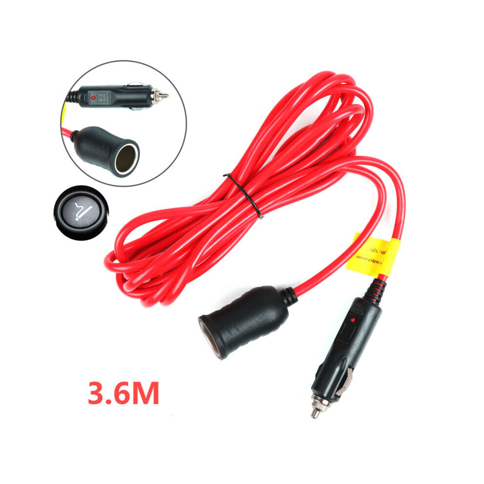 12V 3.6M Car Cigarette Lighter Extension Cable Lead Charger Power Sock
