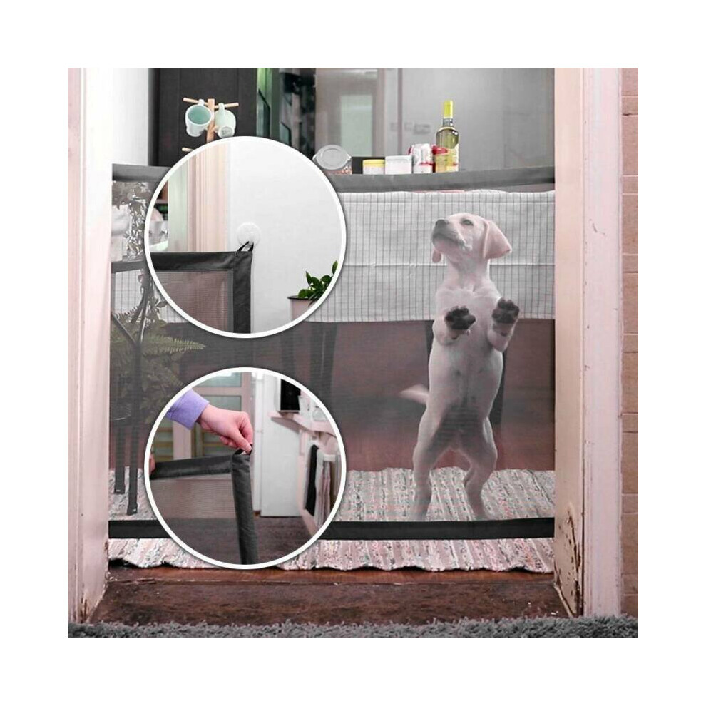 Magic Retractable Pet Dog Cat Gate Safe Net Guard Mesh Fence Enclosure