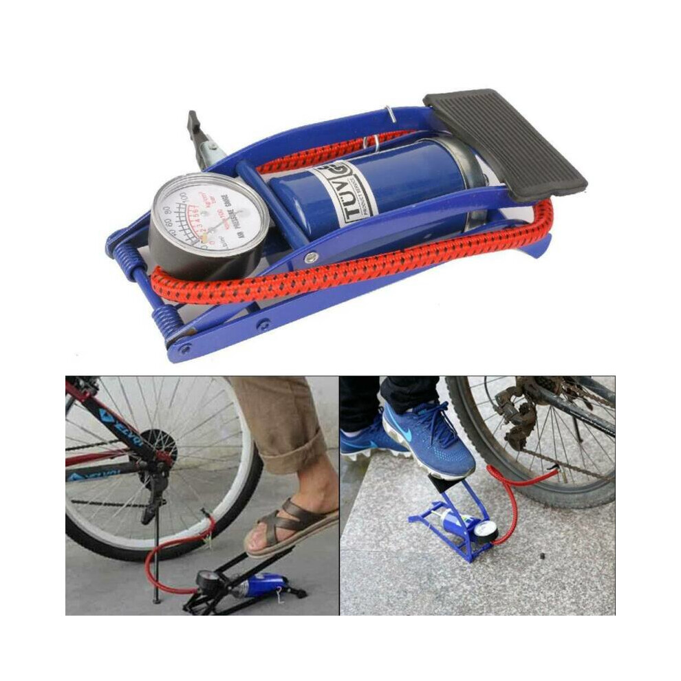 1Barrel Cylinder Air Compress Inflator Foot Pump Van Bicycle Bike Tyre