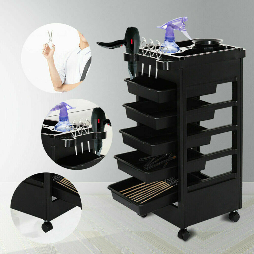 6 Tier Beauty Salon Trolley Easy to Move Nail Technician Hairdresser Trolley UK