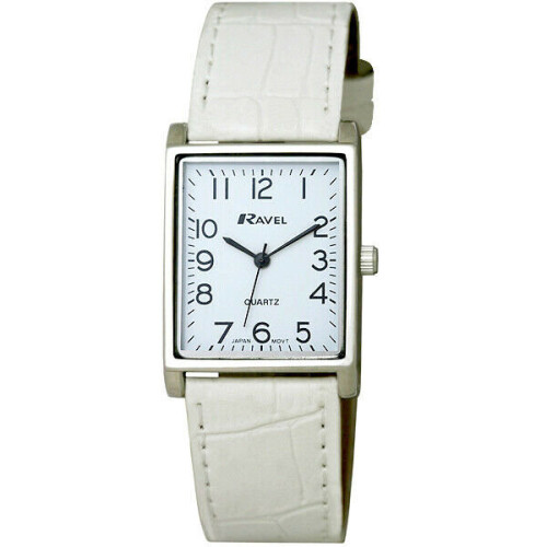 Ravel Men's Classic Rectangular Strap Watch - Silver Dial by Ravel R0120.04.1A 1