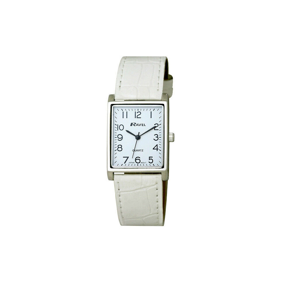 Men's Classic Rectangular Strap Watch - Silver Dial by Ravel R0120.04.1A