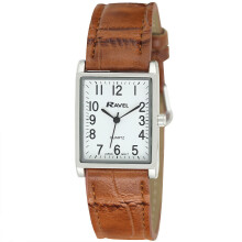 Men's Classic Rectangular Strap Watch - Silver Dial by Ravel R0120.12.1A