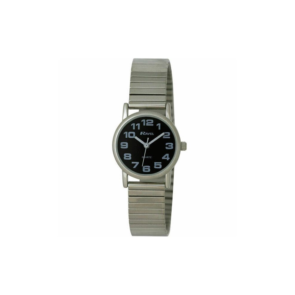 Ravel R0208.03.2 Ladies Easy Read Watch With Chrome Expanding Bracelet Clear