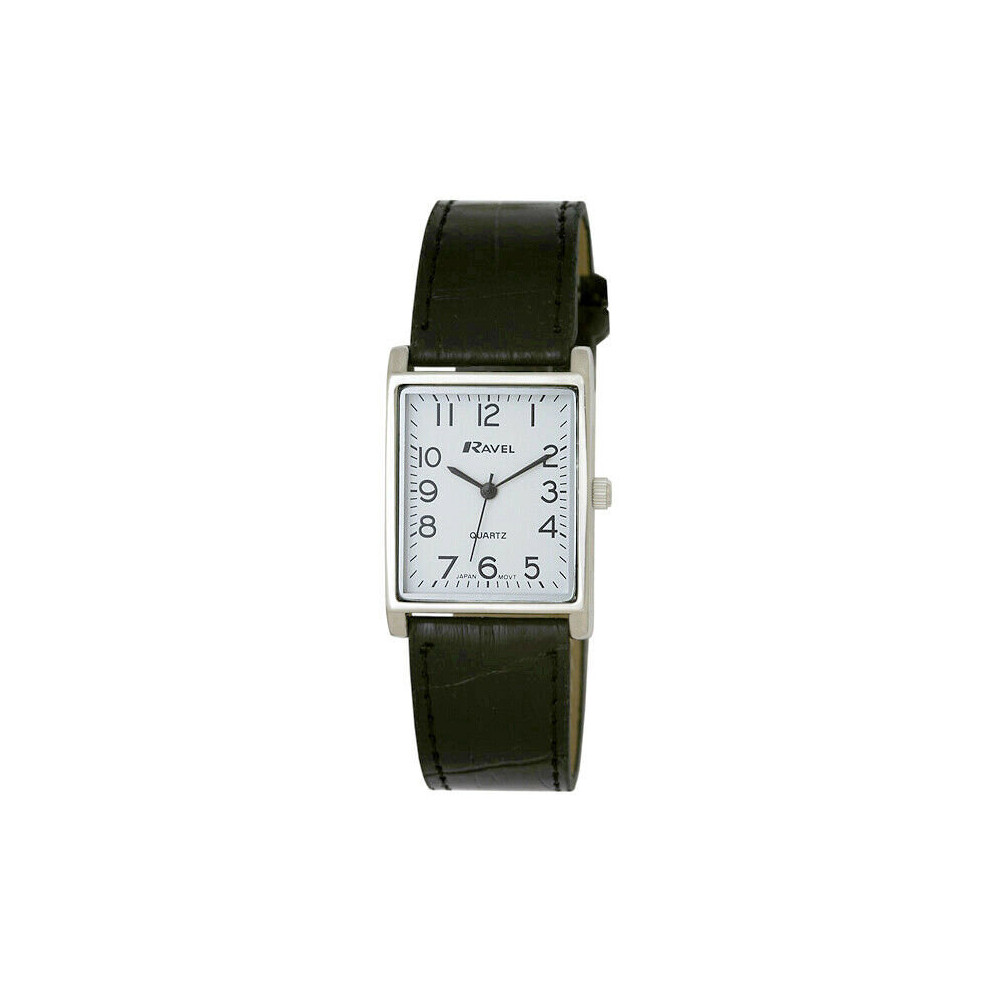 Ravel Men's Classic Rectangular Strap Watch - Black / By R0120.02.1a Silver