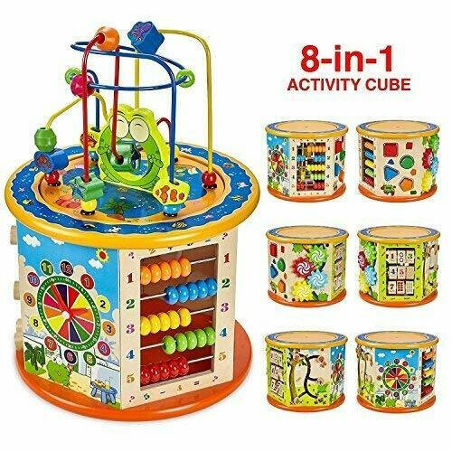 8 in 1 Wooden Activity Cube Kids Educational Multipurpose Baby Learning Toys UK on OnBuy