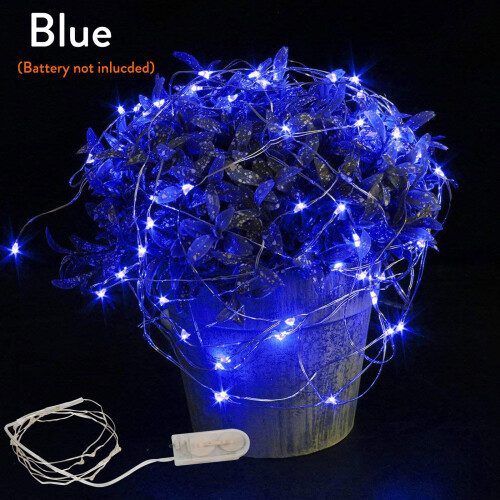 5x 2M 20 LED Copper Wire String Fairy Light Battery Powered Blue For Xmas Decor