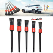 5Pcs Natural Boar Hair +PP Auto Car Detailing Brushes Dust Cleaning Remover Tool