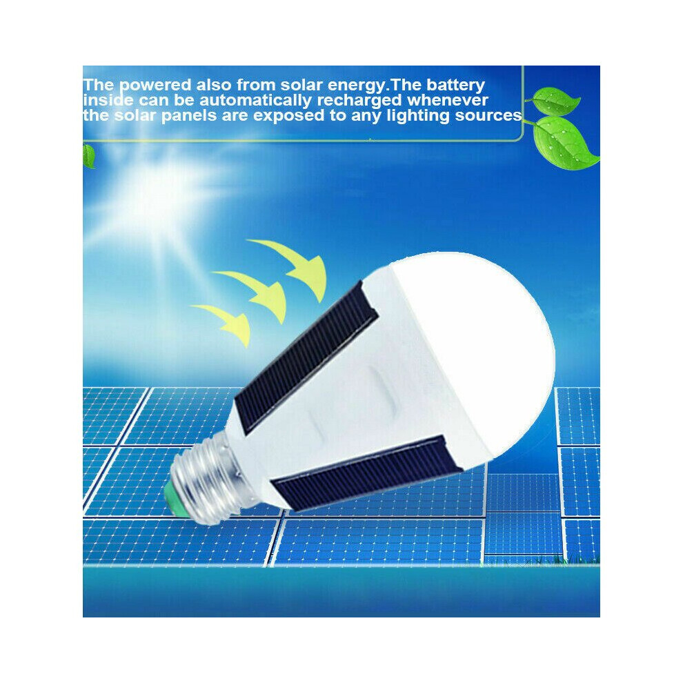 Portable LED Bulb Light Solar Powered Outdoor Garden Lights E27 7W Hanging Bulbs