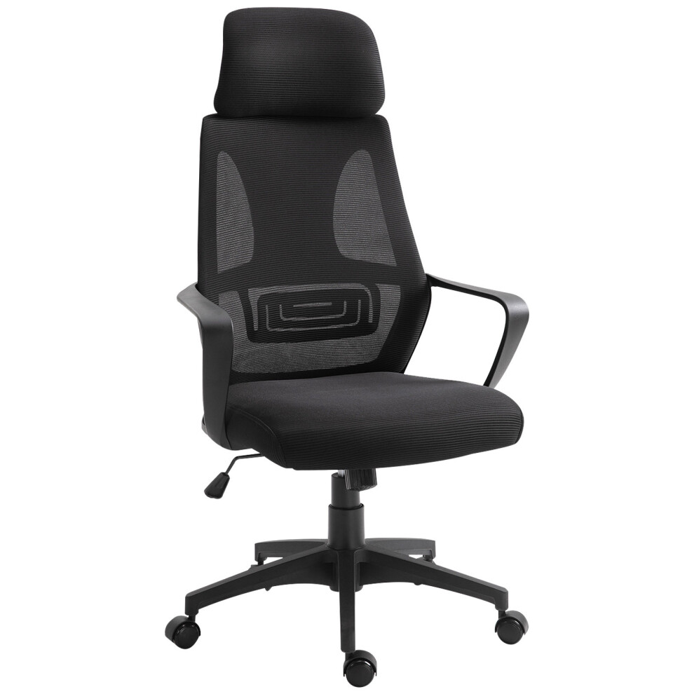 Vinsetto Mesh Back Office Chair w/ Adjustable Height Padded Headrest Black