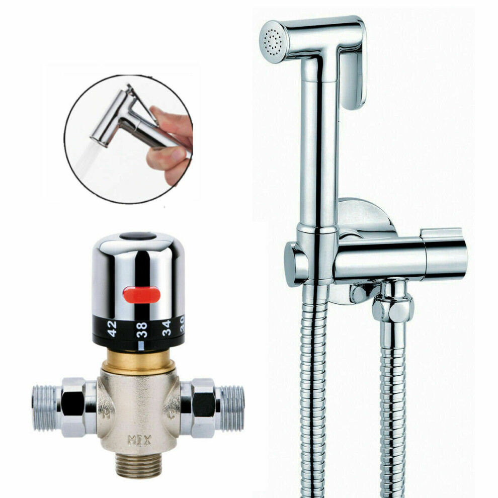 Thermostatic Douche Kit Bidet Toilet Valve With Brass Chrome Shower Spray Head