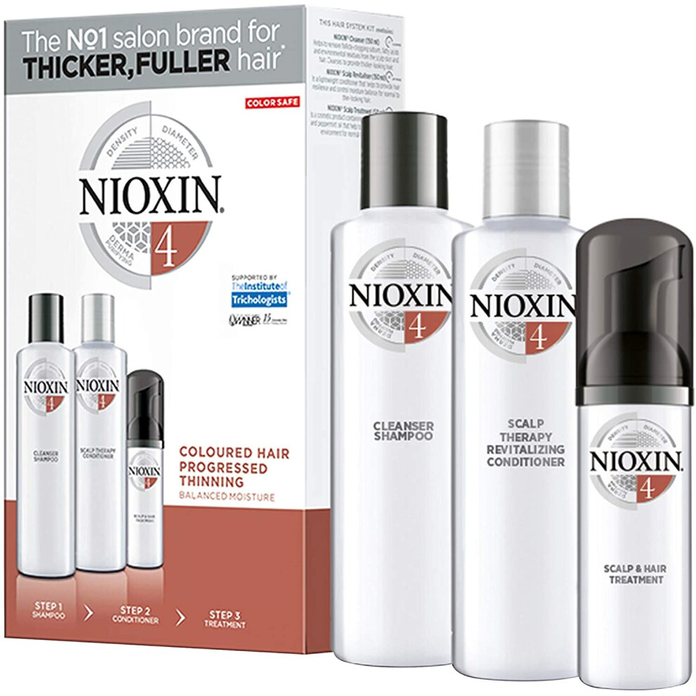 nioxin system 4 starter kit shampoo, conditioner, scalp hair treatment