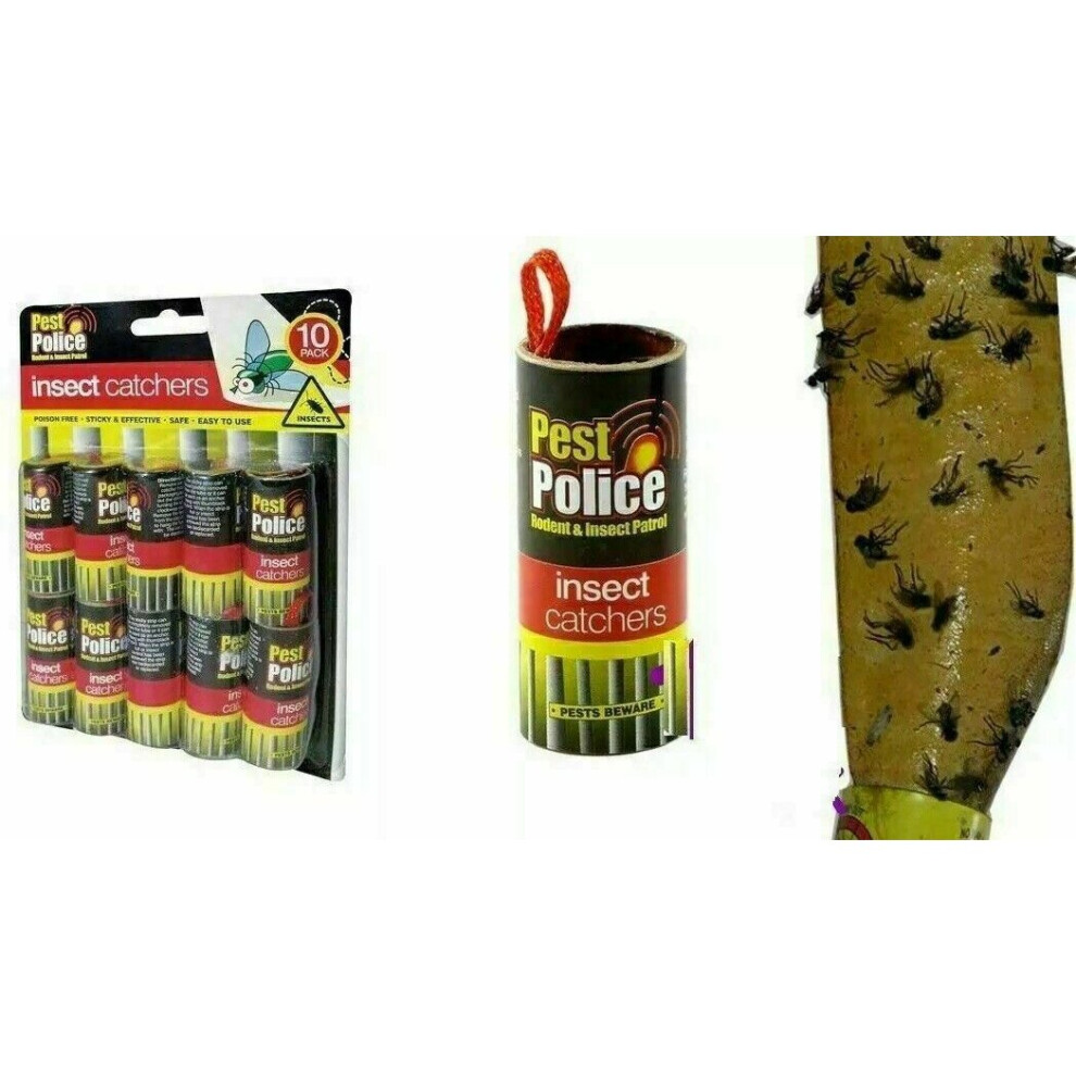 Pest Police Fly-Catcher-Paper-Sticky-Glue-Insect-Bug-Trap-Killer-Roll-Tape-Strip