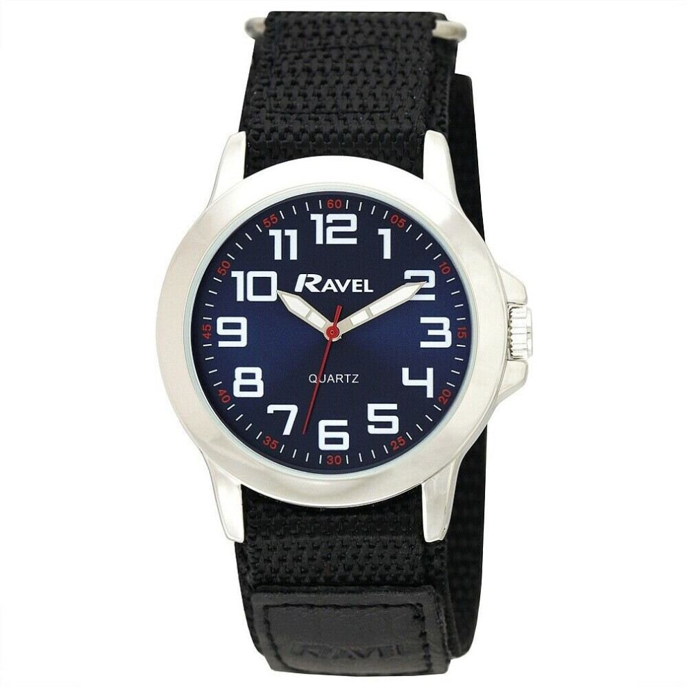 Ravel Gents Easy Read Watch Model R1601.65.16 Quick Release Strap By + Blue Dial Blue,Black