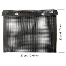 (Black, M) Non-Stick BBQ Mesh Grill Bag Reusable Heat-resistant Barbecue Pad Mat