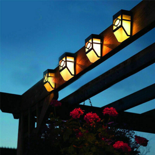 Solar Powered Wall Mount LED Light Garden Path Landscape Fence Yard Lamp 2