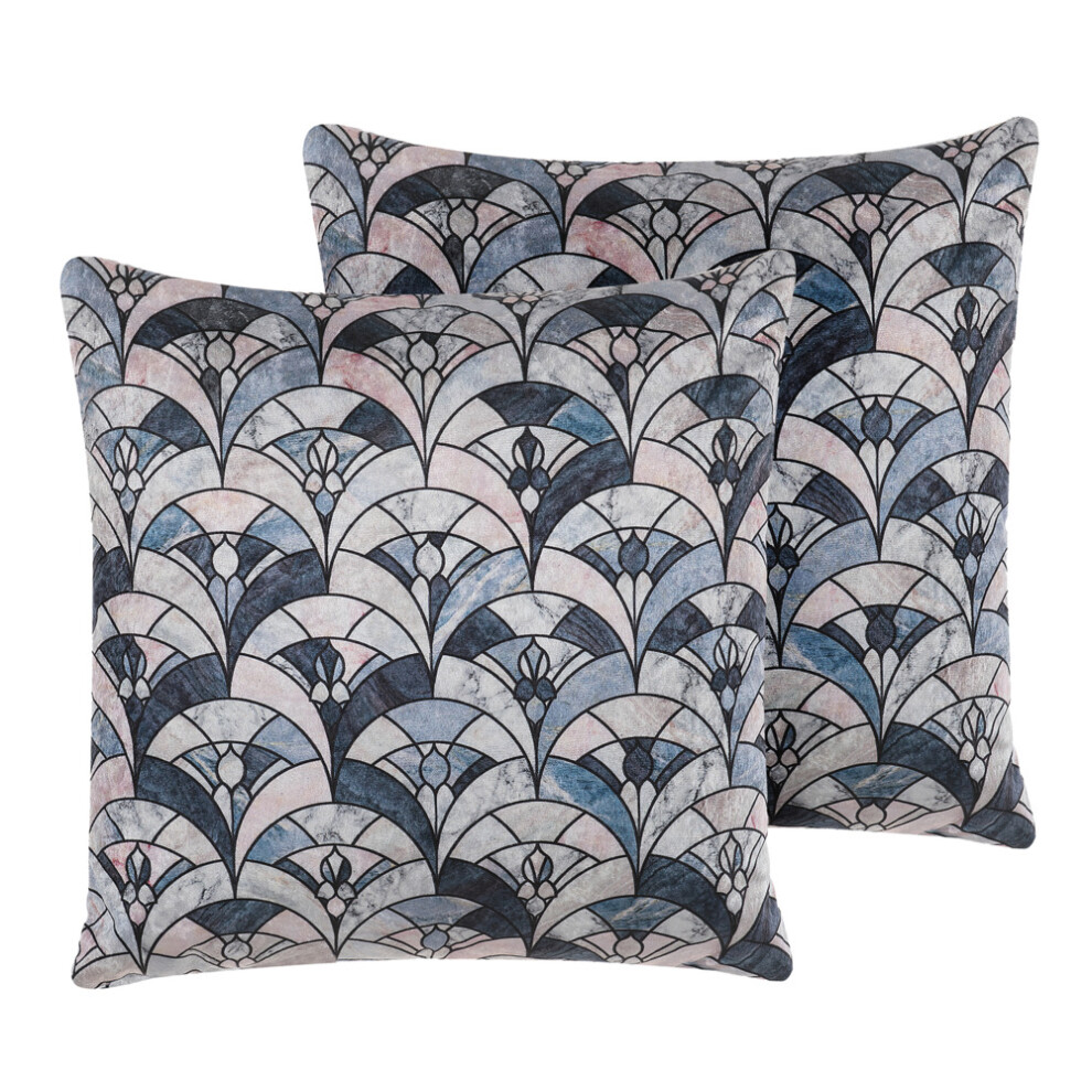 Set of 2 Cushions Scale Pattern 45 x 45 cm Multicolour KOODAL
