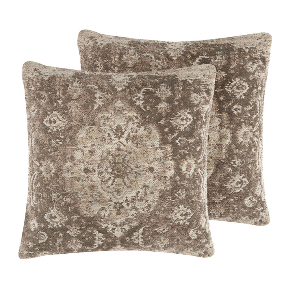 Set of 2 Cushions 45 x 45 cm Brown MIMISAL