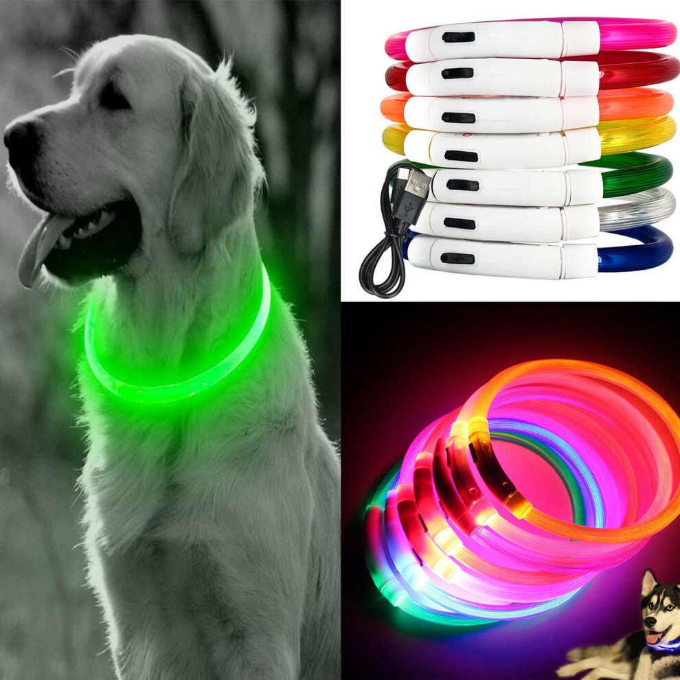 (Yellow) Glowing LED Dog Collar Pet Safety Neck Ring