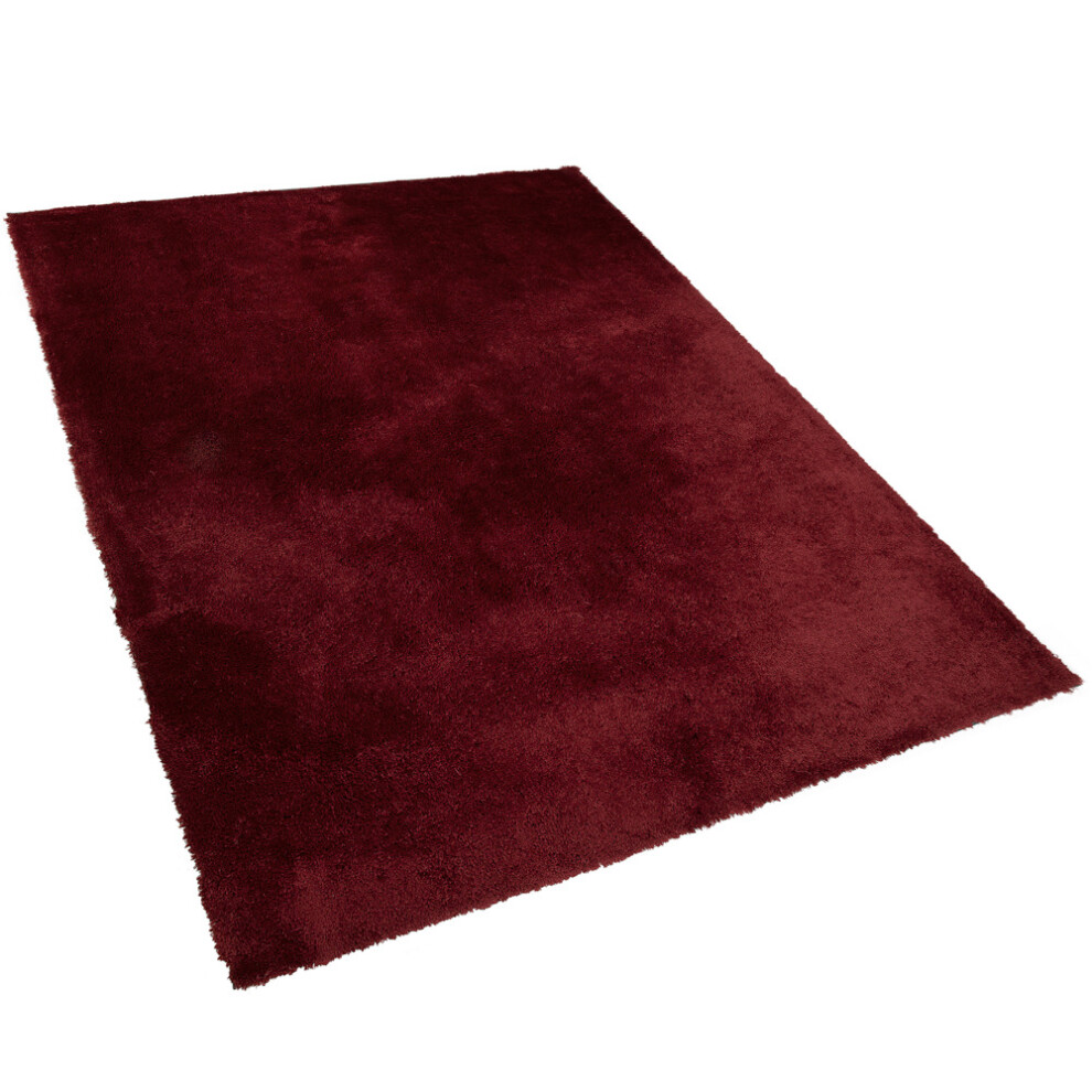 Beliani Red Shaggy Area Rug 160 X 230 Cm Evren
