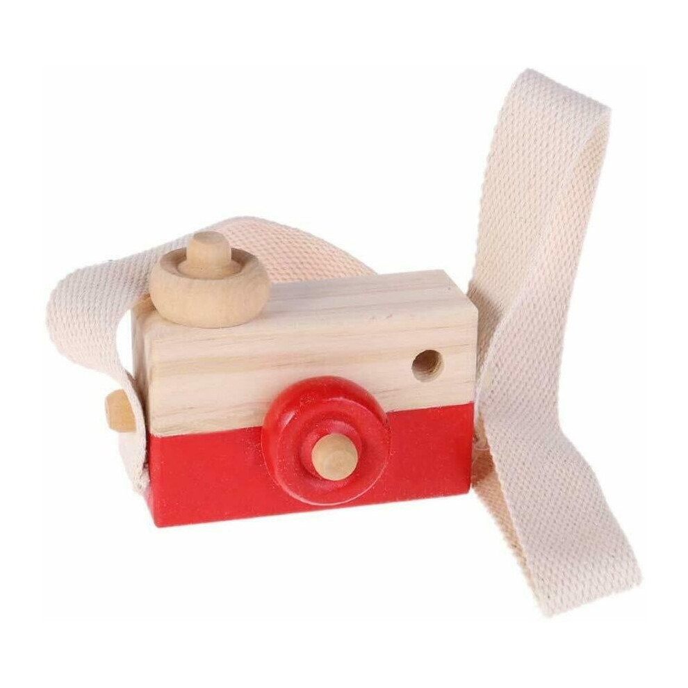 (Red) Wood Camera Children Room Decor Nursery Toys