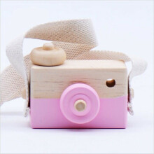 (Pink) Wood Camera Children Room Decor Nursery Toys