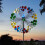 Solar Powered Large 2m LED Lights Garden Wind Spinner Harlequin Stake 1