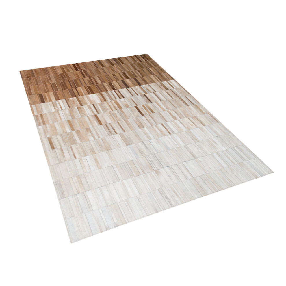 Leather Area Rug 140 x 200 cm Beige YAGDA
