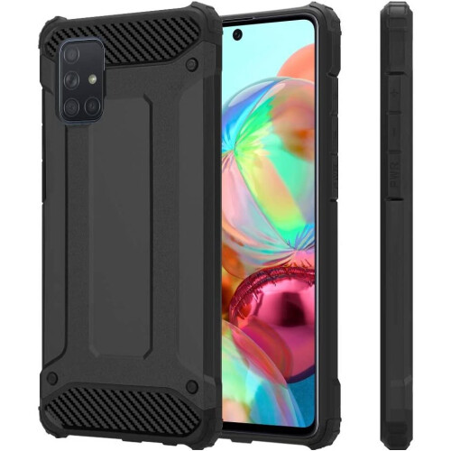 (Black) For Samsung Galaxy A51 Armor Shockproof Case Cover