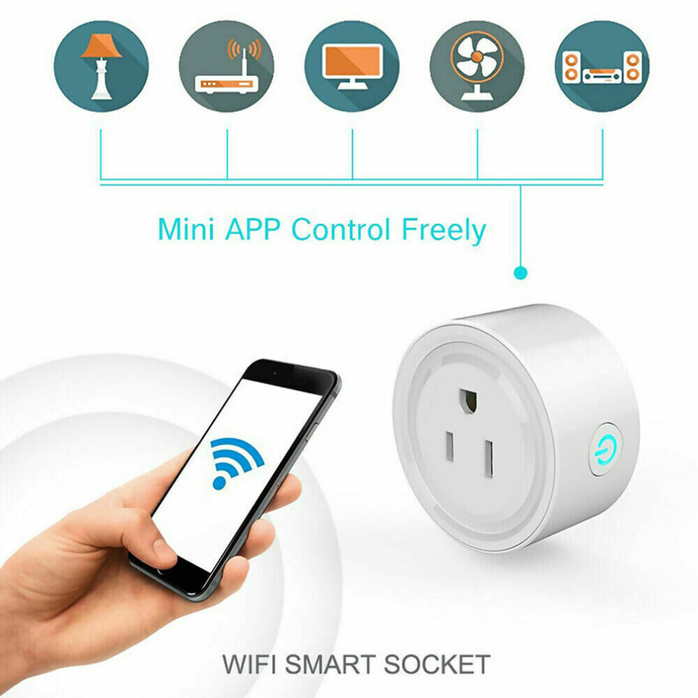 Us Plug Smart Power Socket Wifi Switch Remote Control Timer Outlet White 8424602494838