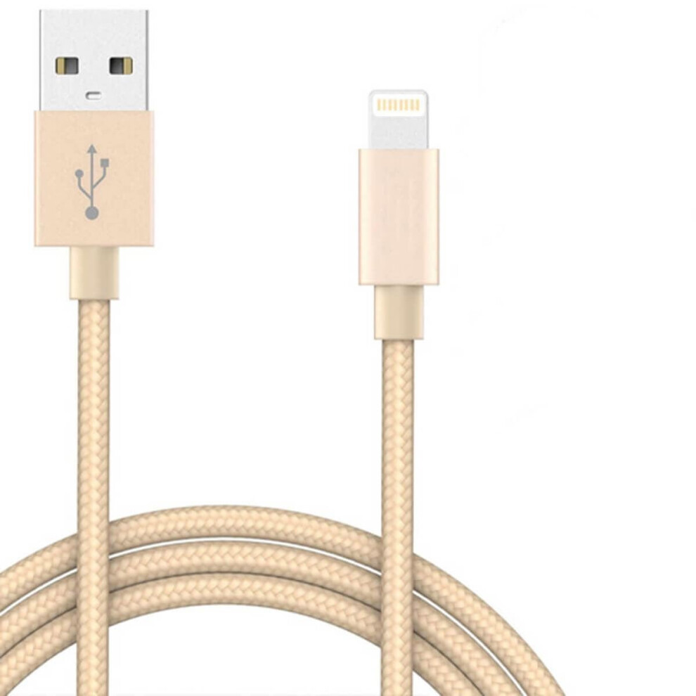 (Gold, 3m) Heavy Duty Braided Lightning USB Charger Cable For iPhone