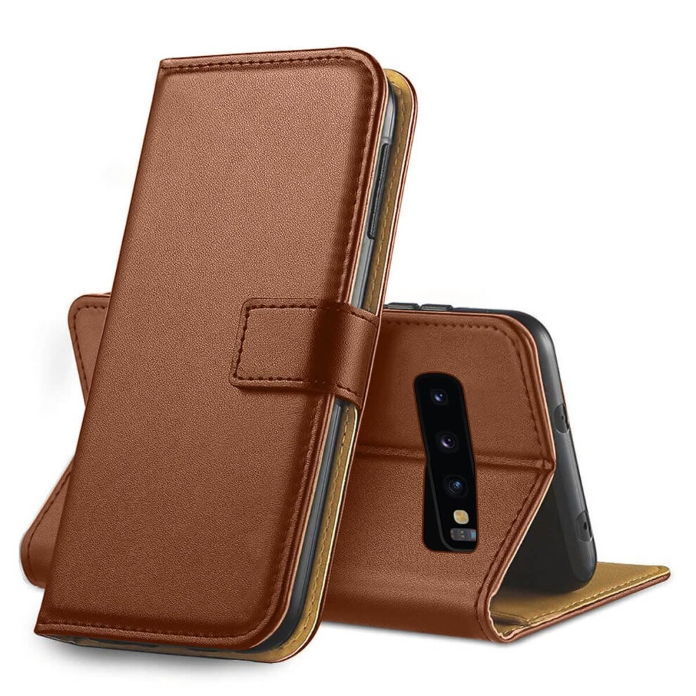 (Brown, For Samsung Galaxy S10e) Leather Flip Wallet Magnetic Case Cover For Samsung Galaxy S10 Plus S9+ S8 A50