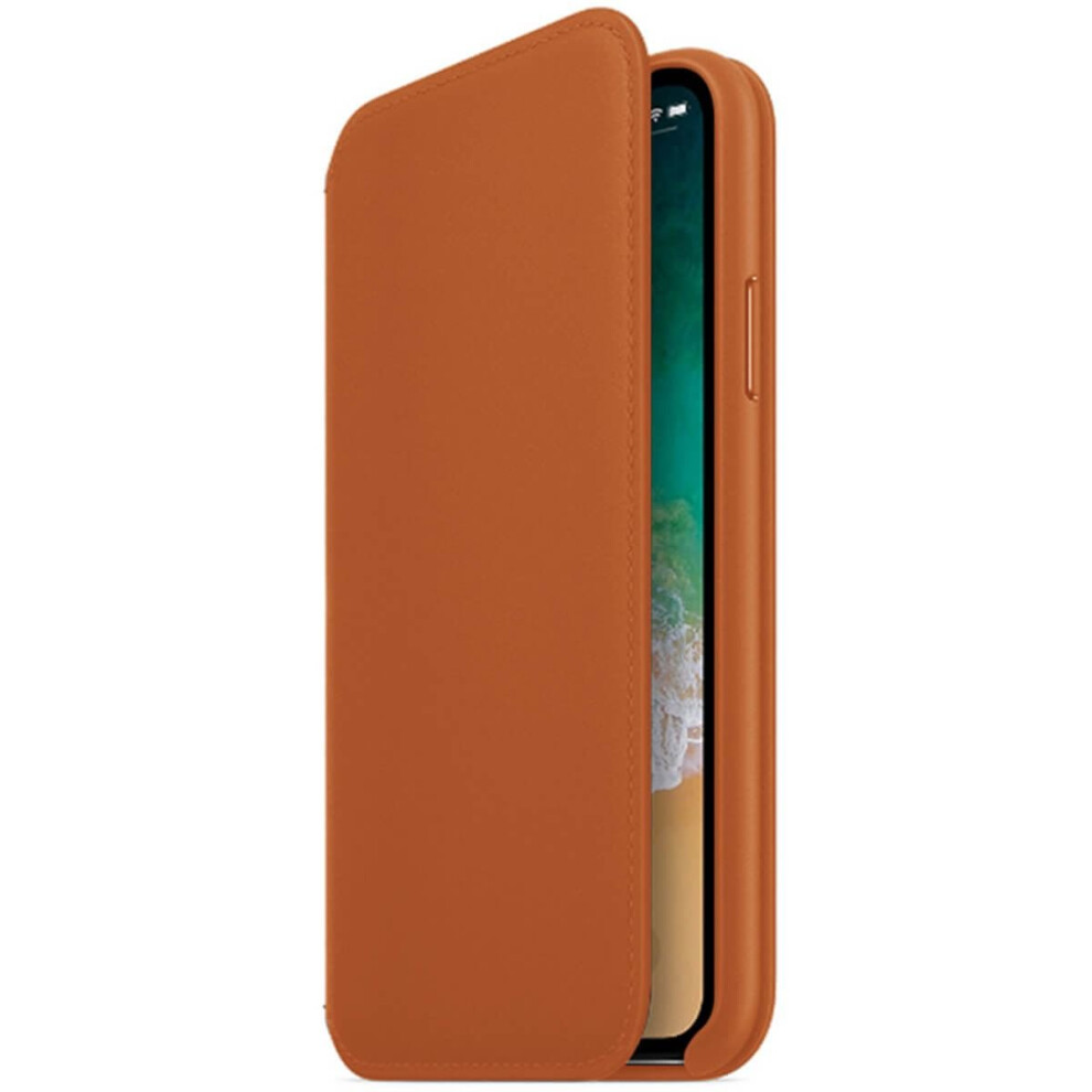 (Brown, For Apple iPhone XR) Genuine Leather Folio Flip Wallet Case Cover For Apple iPhone X 8 7 6S 6 Plus