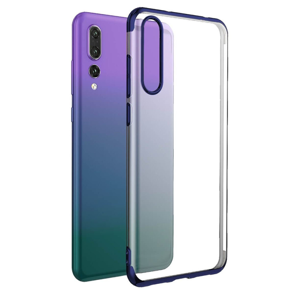 (Blue, For Huawei P20 Pro) Huawei P20 Pro P Smart Stylish Hybrid Shockproof Plating Case Silicone Cover