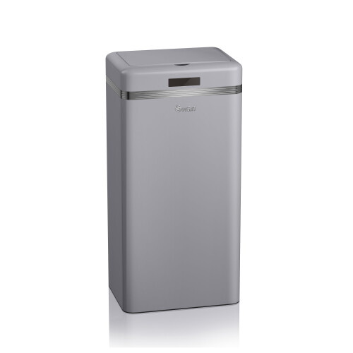 Swan SWKA4500GRN Retro Kitchen Bin with Infrared Technology, Square, Grey, 45 Litre