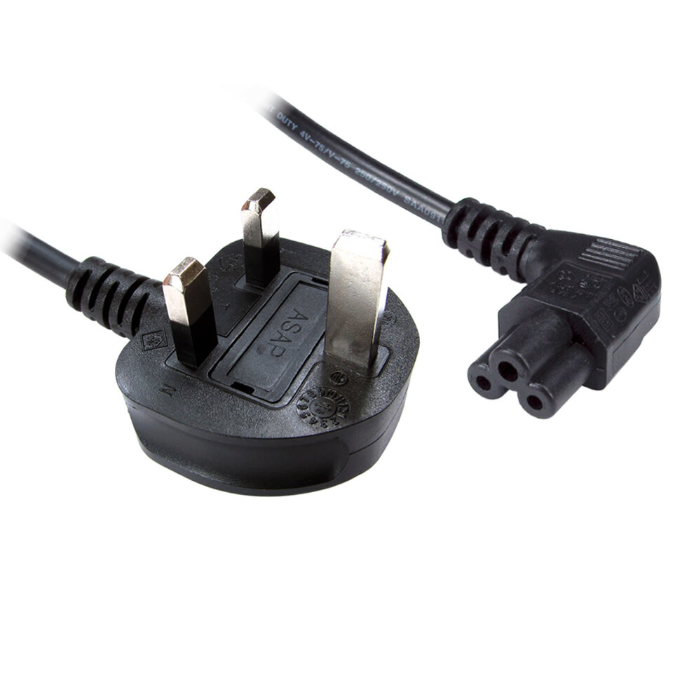 kenable Power Cord UK Plug to Right Angle C5 Clover Leaf Lead 1.8m Cable