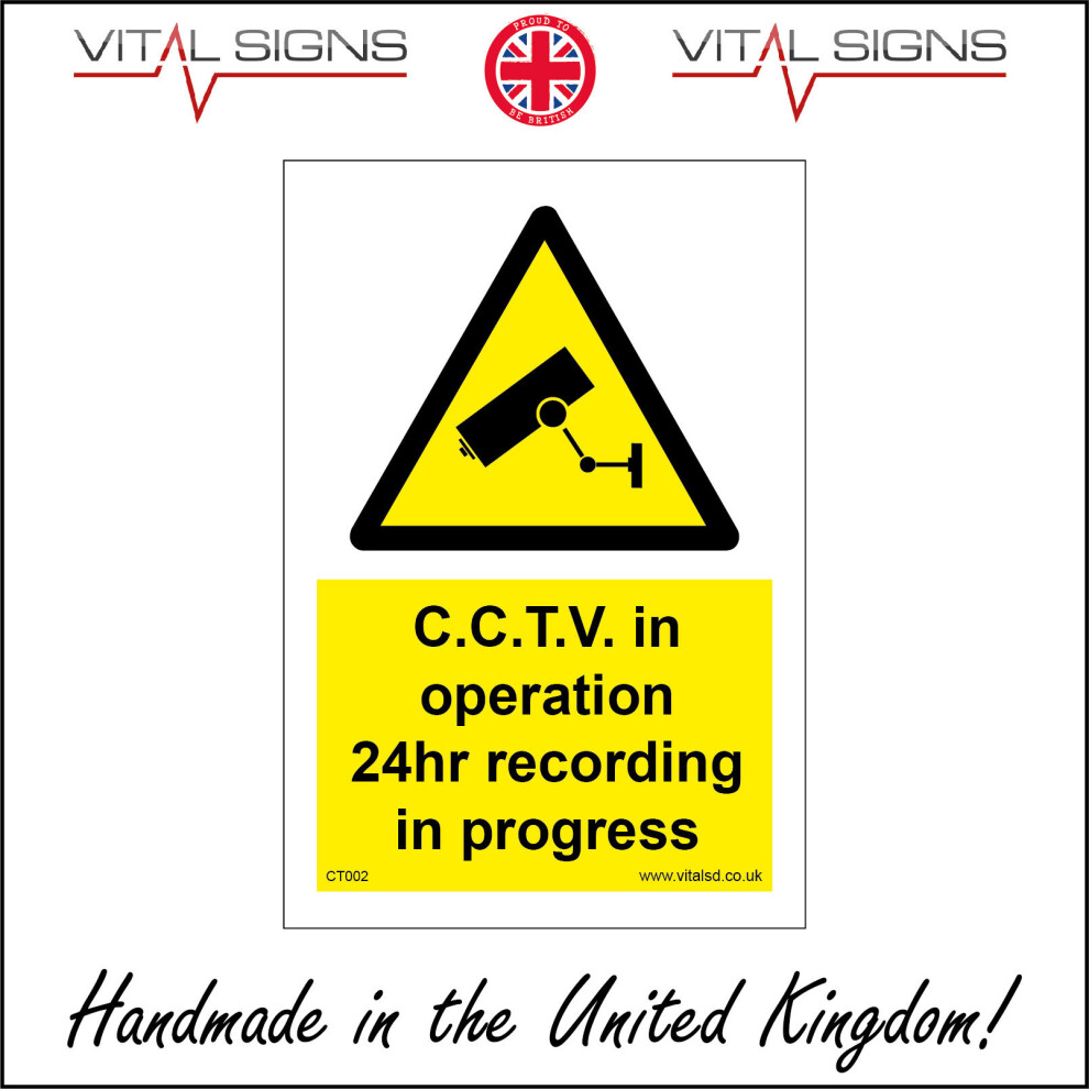 (300 x 400mm - 12 x 16, Sticker / Sav - White Background) CT002 CCTV In Operation 24 Hr Recording In Progress SIGN Security Monitor camera