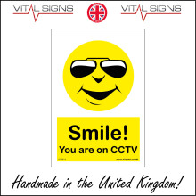(200 x 300mm - 8 x 12, 1mm Pvc Foamex) CT011 Smile You Are On Cctv SIGN Grin Watch Camera Security Monitor Safety