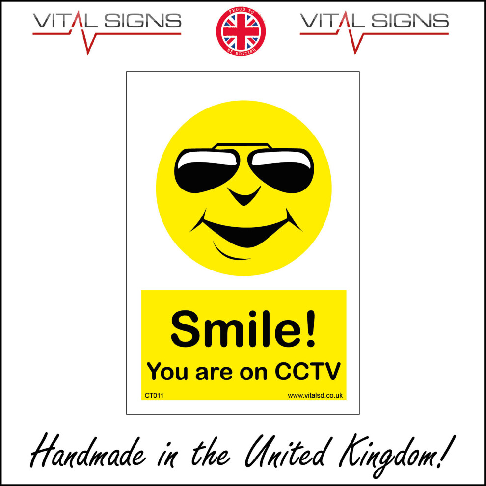 (200 x 300mm - 8 x 12, 1mm Pvc Foamex) CT011 Smile You Are On Cctv SIGN Grin Watch Camera Security Monitor Safety