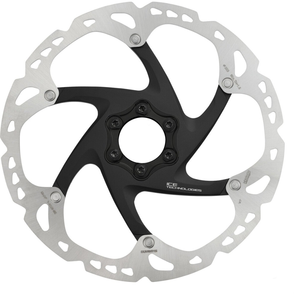Shimano (160 Mm, / Black) Deore Xt Sm-Rt86 Xt Ice Tech 6-Bolt Disc Rotor Silver/Black