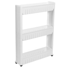 (3 Tiers, White) Slide Out Storage Tower Folding 3/4 Tier Rolling Castor Kitchen Trolley Rack UK